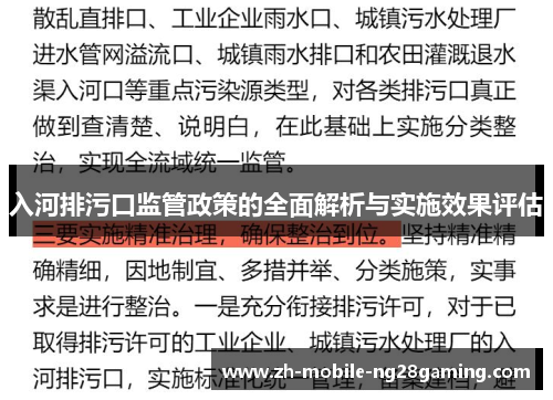 入河排污口监管政策的全面解析与实施效果评估